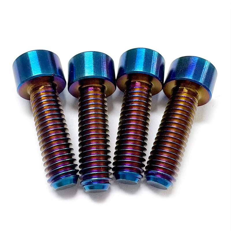 Titanium Screws & Bolts Kit Metric TC4/GR5 Burn Blue Custom-Colored Anodized E-Bike Modification Screws and Bolts
