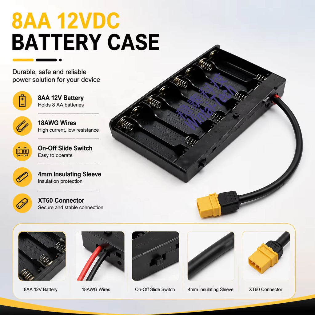 Wintai-Tech 8AA Universal Battery Powered with 12V White Baja Light Handle Switch for E-Bike Plug and Play Set