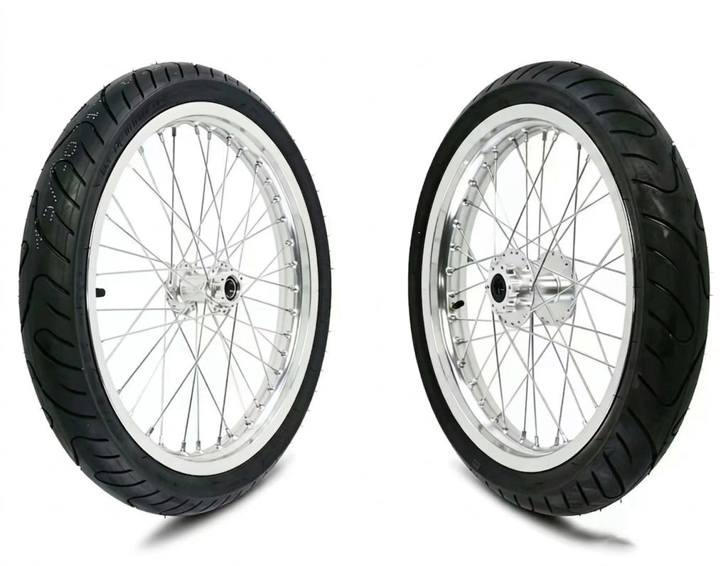 Sur-Ron Light Bee 17" Silver Alloy Supermoto Rim Set with CST Street Tyres