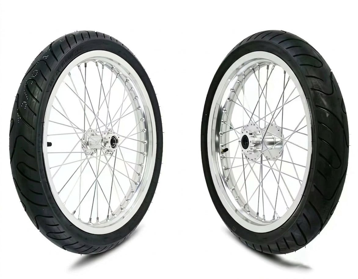 Sur-Ron Light Bee 17" Silver Alloy Supermoto Rim Set with CST Street Tyres
