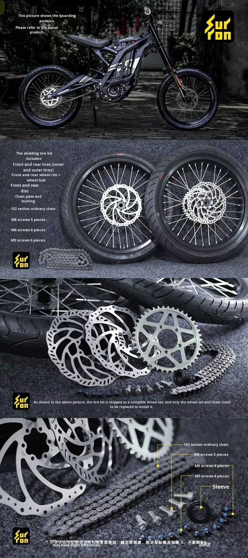 Surron Light Bee X Upgrade Accessories-Road Tire and Sliding Tire Set Made in Mainland Genuine Light Bee Supermoto Wheel Kit